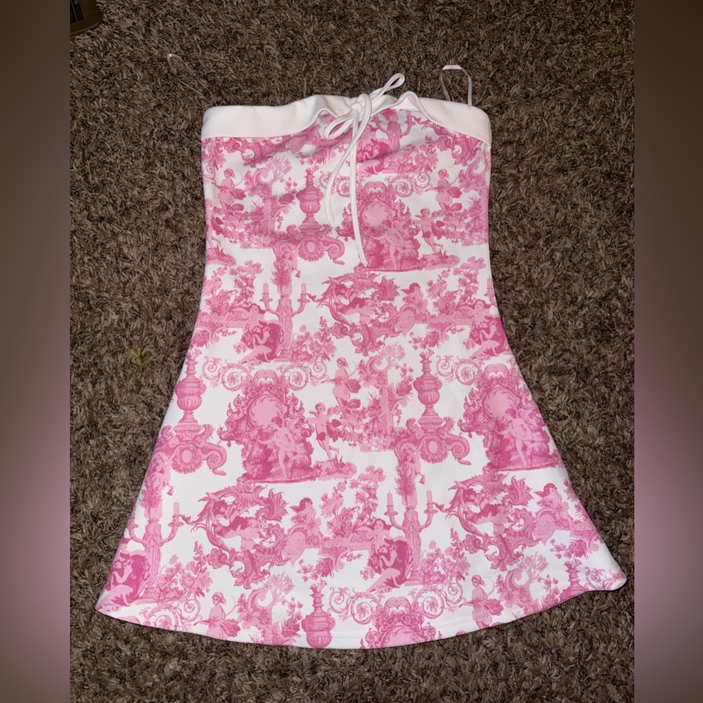 Pink and White Mini Dress